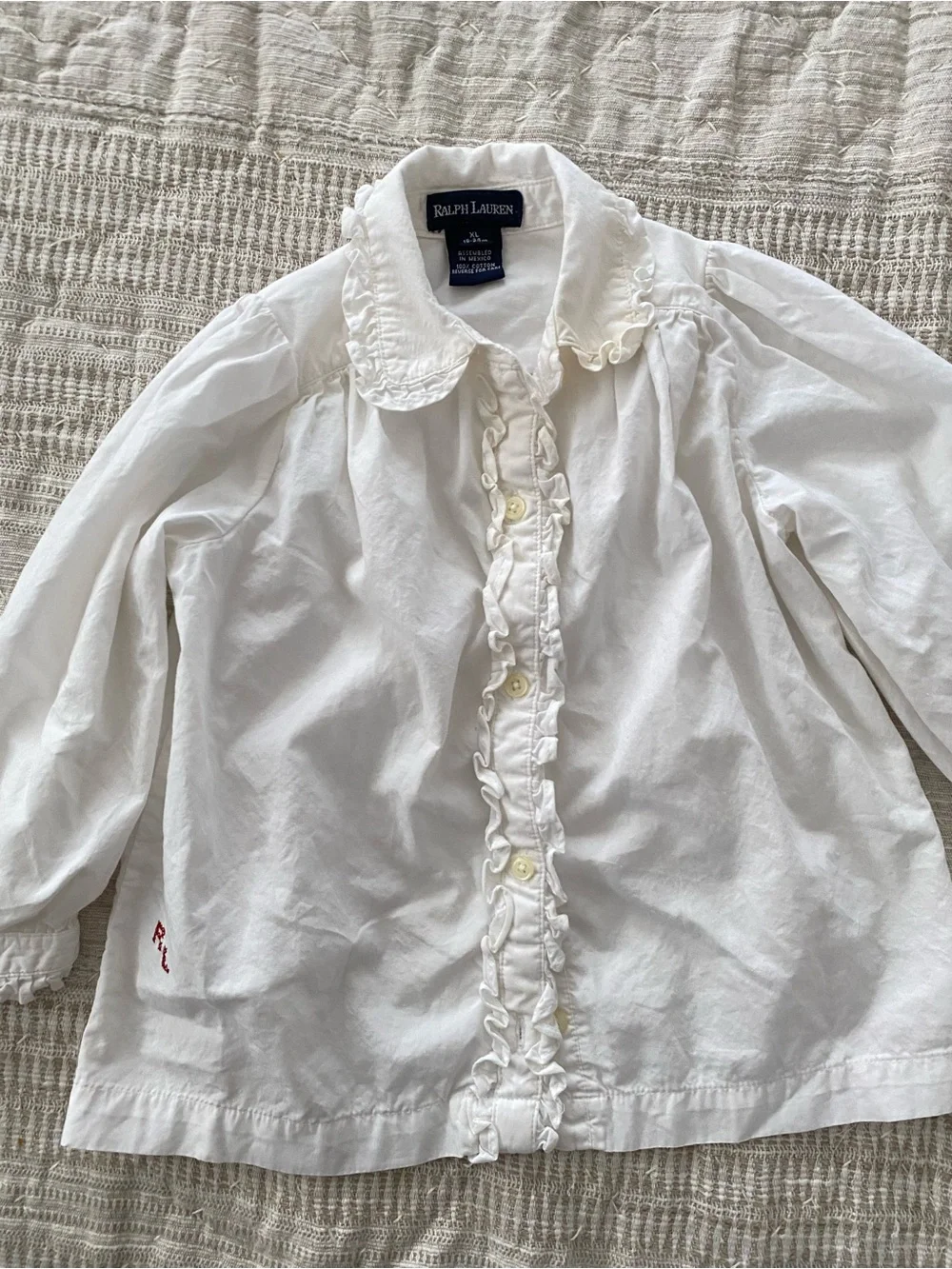 Vintage Ralph Lauren White cream Cotton Button-Up Shirt size 18 months